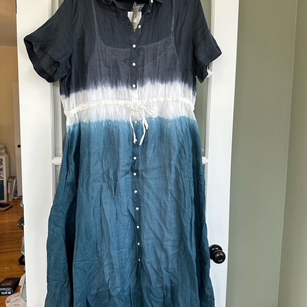 J. Crew Button-Front Ombre Tie-Waist Dress